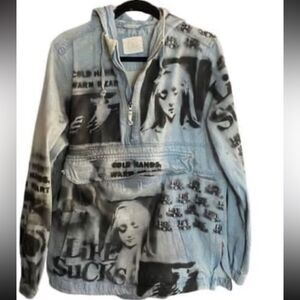Cotton on unisex denim, heavy weight graphic hoodie, size medium